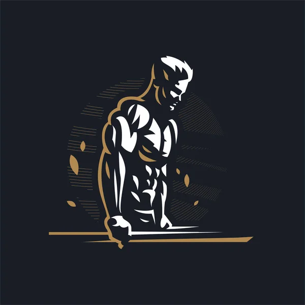 Fitness homme s'entraîne sur des barres inégales. — Image vectorielle