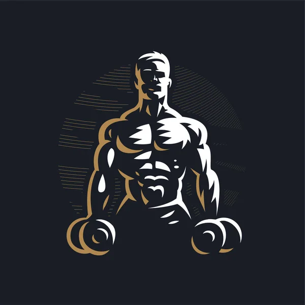 Fitness homme soulève la cloche. — Image vectorielle