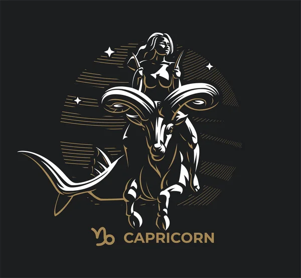 Segno zodiacale Capricorno. — Vettoriale Stock