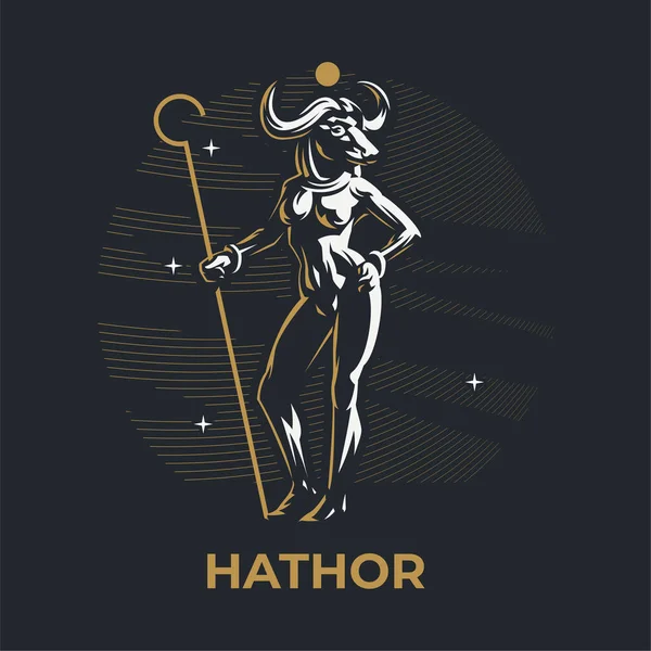 Egyptiska gudinnan Hathor. — Stock vektor