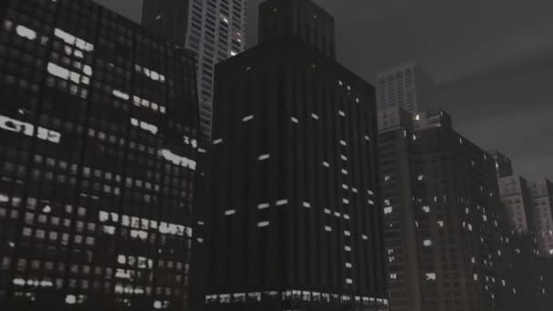 Stad Nacht Wolkenkrabber Gebouwen — Stockvideo