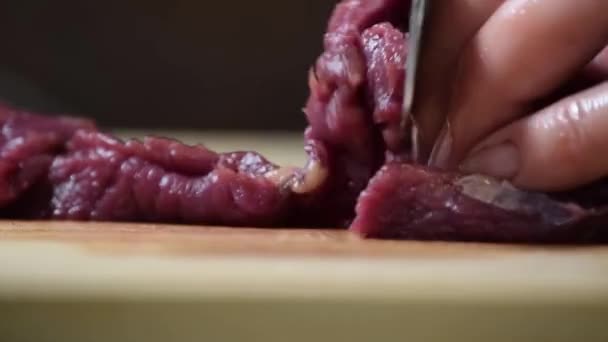 Carne Fatia Comida Carne Jantar Bife — Vídeo de Stock