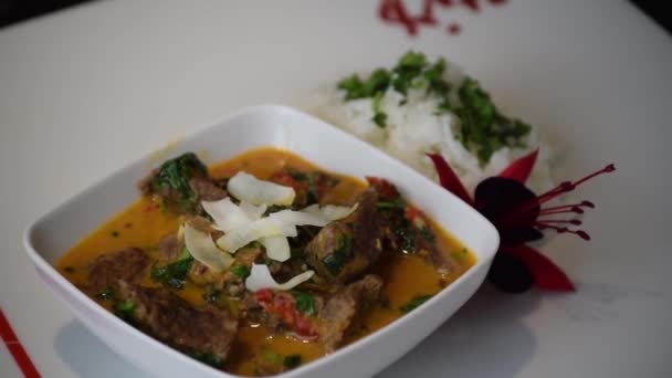 Carne Curry Tailandés Cena Almuerzo — Vídeos de Stock