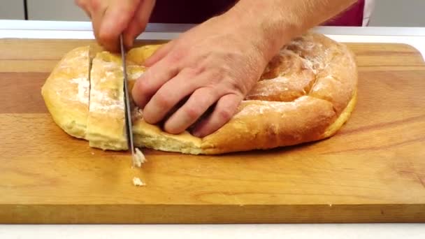 面包厨师新鲜面包面包店 — 图库视频影像