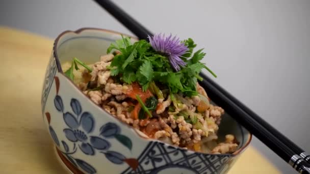 Fideos Chinos Asiático Bowl Cena — Vídeo de stock