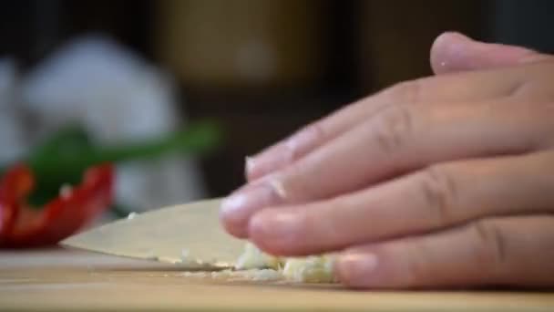 Picar Cozinhar Preparar Alimentos — Vídeo de Stock