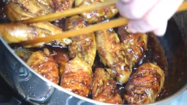 Cola Chicken Wings Food Fast Meat — Stock Video