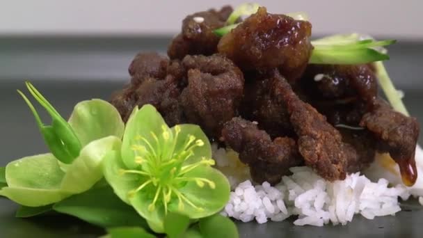 Crispy Beef Food Meal Meat Dinner — Stock Video