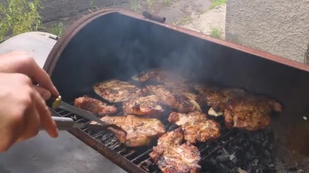 Asador Carne Frita — Vídeo de stock