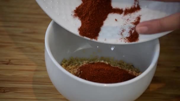 Ingredients Mixing Cooking Making — Stock Video