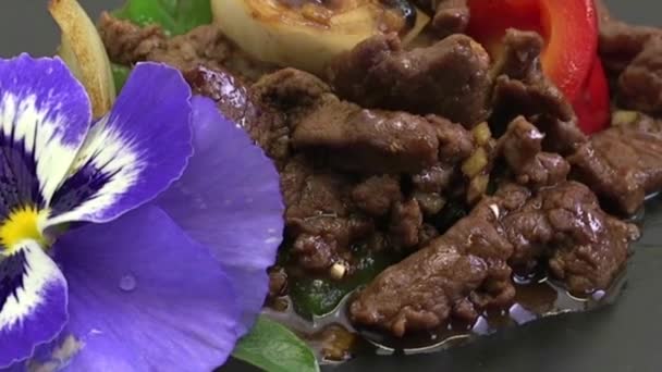 Peppered Steak Pepper Beef Meal — Stock Video