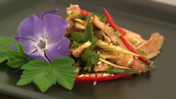 Pig Ear Salad Appetite Asia — Stock Video