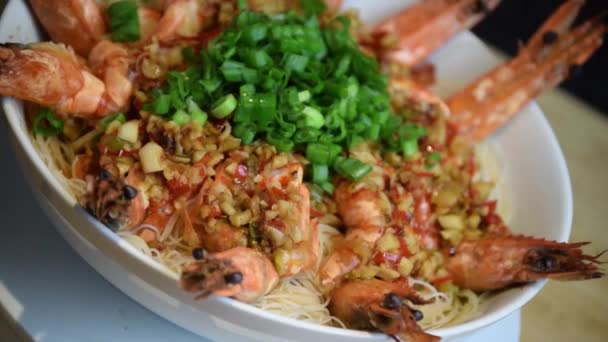 Prawn Noodles Food Cuisine Shrimp — Stock Video