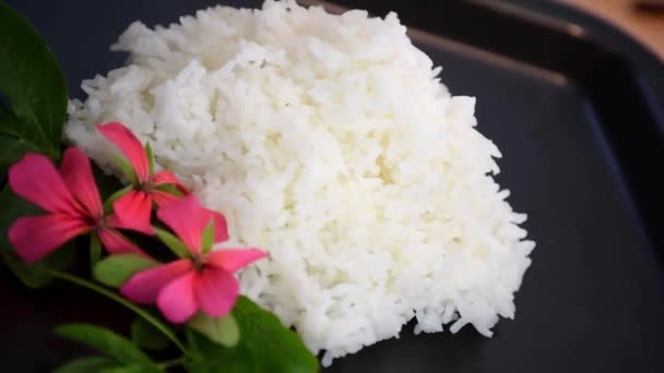 Ris Vanlig Kokt Mat Hälsosam — Stockvideo