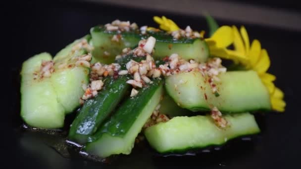 Ensalada Pepino Alimentos Sanos Frescos — Vídeo de stock