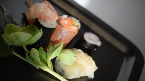 Sushi Japanse Zeevruchten Rijst — Stockvideo