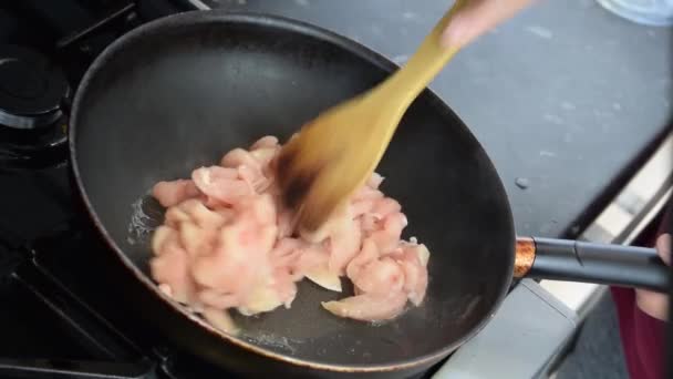 Mexer Frango Frito Comida Asiática Refeição — Vídeo de Stock