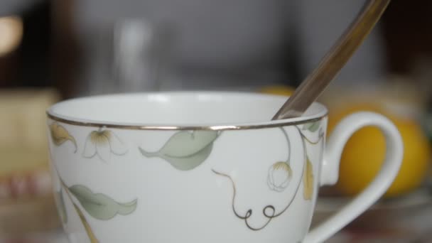 Чашка Чая Даст Горячий Напиток Завтрак — стоковое видео