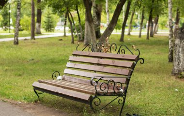 Köy. Kırsal. Ferforje ve Park ahşap kirişler tezgah.