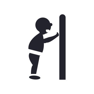 Bir kapı onun vücut logo kavramı ile iterek adam web ve mobil uygulaması tasarımı, beyaz arka plan üzerinde bir kapı onun vücut simge vektör ile iterek adam izole