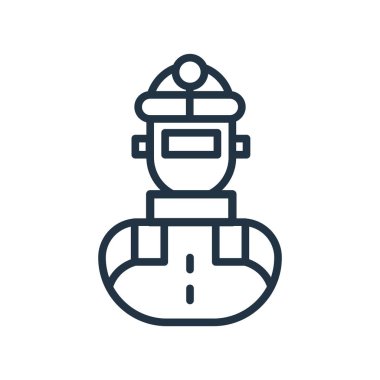 Beyaz arka plan üzerinde kaynakçı şeffaf işareti izole kaynakçı simge vektör