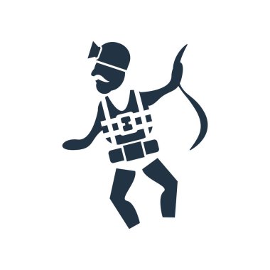 Beyaz arka planda, işçi koşum şeffaf işareti ile izole koşum takımı simge vektör ile çalışan