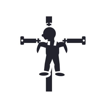 Crucified poz simge vektör web ve mobil uygulaması tasarımı, logo kavramı çarmıha poz için izole üzerinde beyaz arka plan