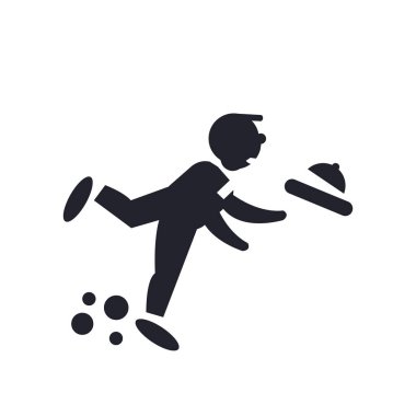 Garson düşüyor simge vektör web ve mobil uygulaması tasarımı, logo kavramı garson düşen izole üzerinde beyaz arka plan