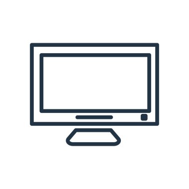 Beyaz arka plan üzerinde monitör şeffaf işareti izole monitör simge vektör