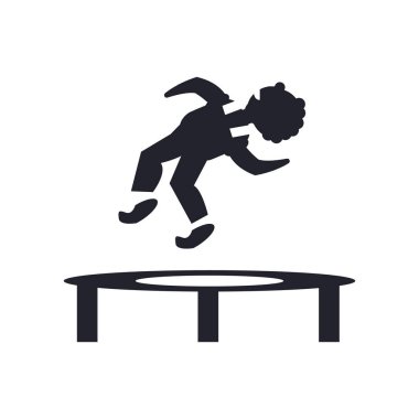 Adam bir trambolin simgesinden atlama üzerinde izole beyaz arka plan web ve mobil uygulaması tasarım, adam atlama bir trambolin logo konseptinden için vektör