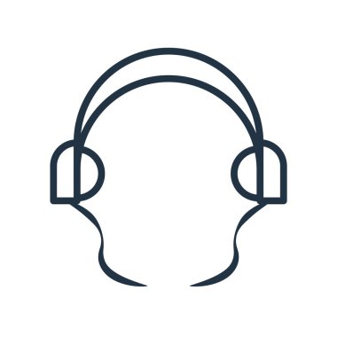 Beyaz arka plan üzerinde kulaklık şeffaf işareti izole kulaklık simge vektör