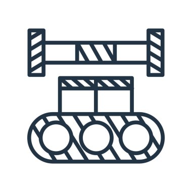 Beyaz arka plan üzerinde konveyör Şeffaf işareti izole konveyör simge vektör