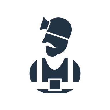 Beyaz arka plan üzerinde işçi şeffaf işareti izole alt simge vektör