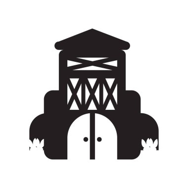 Web ve mobil uygulaması tasarımı, ahır logo kavramı için beyaz arka plan üzerinde izole ahır simge vektör