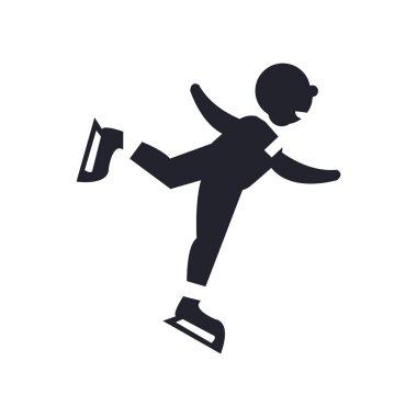 Web ve mobil uygulaması tasarım, buz pateni adam logo kavramı için beyaz arka plan üzerinde buz pateni adam simge vektör izole