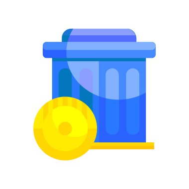 Web ve mobil uygulaması tasarımı, çöp logo kavramı için beyaz arka plan üzerinde izole çöp kutusu simge vektör