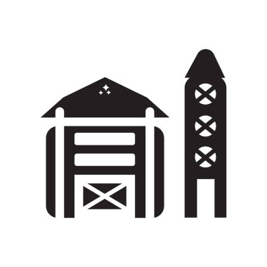 Web ve mobil uygulaması tasarımı, ahır logo kavramı için beyaz arka plan üzerinde izole ahır simge vektör