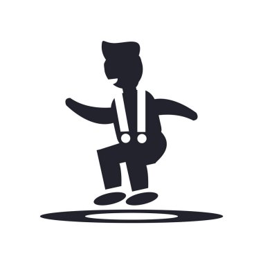 Atlama adam simge vektör web ve mobil uygulaması tasarımı, atlama adam logo kavramı üzerinde izole beyaz arka plan