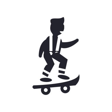 Skatingboard simge vektör çocukla çocuk skatingboard logo kavramı ile web ve mobil uygulaması tasarımı, beyaz arka plan üzerinde izole