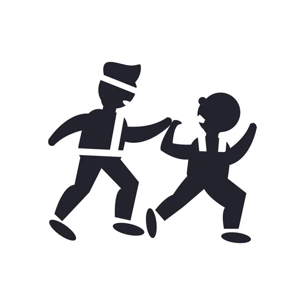 Twee Mannen Beoefenen Karate Icon Vector Geïsoleerd Witte Achtergrond Voor — Stockvector