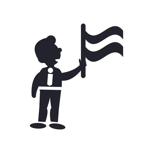 Hombre Con Bandera Icono Vector Aislado Sobre Fondo Blanco Para — Vector de stock