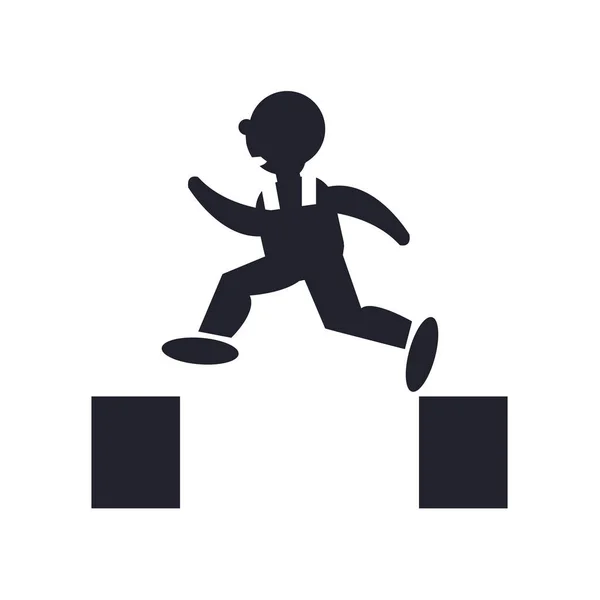 ロゴのコンセプトをジャンプ男 Web およびモバイル アプリケーションの設計のための白い背景に分離されたアイコン ベクトルをジャンプ男 — ストックベクタ