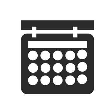 Web ve mobil uygulaması tasarımı, takvim logo kavramı için beyaz arka plan üzerinde izole takvim simge vektör