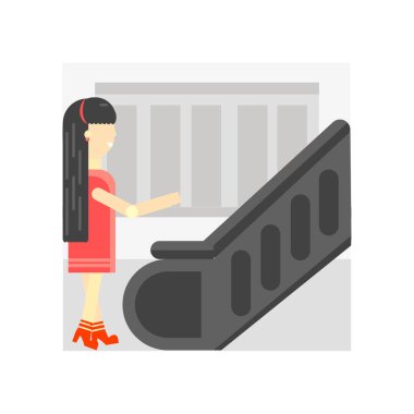 Web ve mobil uygulaması tasarımı, yürüyen merdiven logo kavramı için beyaz arka plan üzerinde izole yürüyen merdiven simge vektör