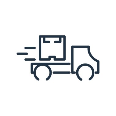 Beyaz arka plan üzerinde teslimat şeffaf işareti izole teslim simge vektör