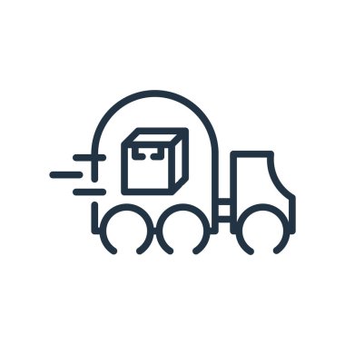 Beyaz zemin üzerine nakliye şeffaf işareti izole sevkiyat simge vektör