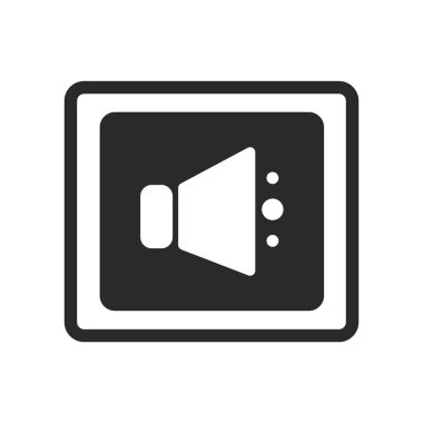 Web ve mobil uygulaması tasarımı, hoparlör logo kavramı için beyaz arka plan üzerinde izole hoparlör simge vektör