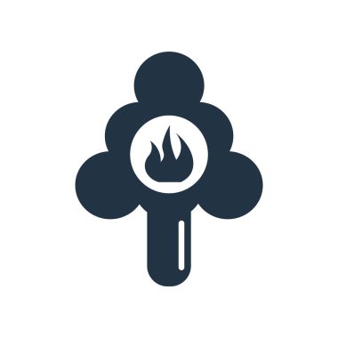 Beyaz arka planda, çam ağacı yangın şeffaf üye izole yangın simge vektör çam ağacı