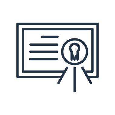 Beyaz arka plan üzerinde sertifika şeffaf işareti izole sertifika simge vektör