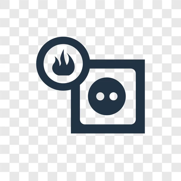 Toma eléctrica en el icono del vector de fuego aislado en el fondo transparente, toma eléctrica en el diseño del logotipo del fuego — Vector de stock